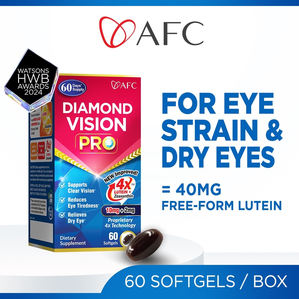 Diamond Vision PRO Dietary Supplement Softgel (Lutein+Zeaxanthin 4X Eye Supplement for Eye Strain, Dry Eye, Tired Eyes, Blurred Vision, Blue Light Protection, Eye Fatigue) 60s