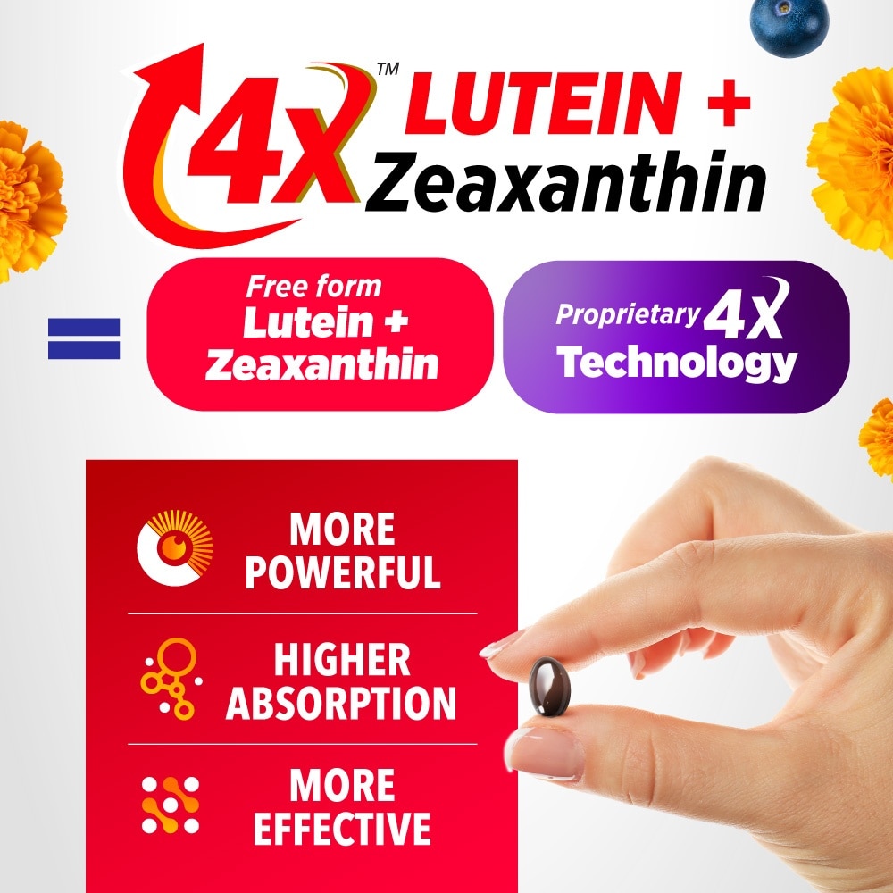 Ultimate Vision 4X Dietary Supplement Softgel (Lutein+Zeaxanthin 4X Eye Supplement for Cataract, Floaters, Glaucoma, Blurred Vision, Eye Strain, Eye Fatigue) 45s