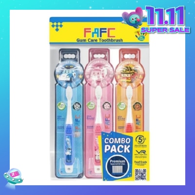 FAFC Robocar Poli Hook Kids Toothbrush Combo Assorted Design 3s (Expiry: Jan`2026)