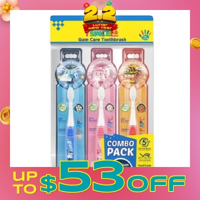 FAFC Robocar Poli Hook Kids Toothbrush Combo Assorted Design 3s (Expiry: Jan`2026)