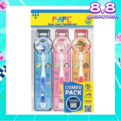 FAFC Robocar Poli Hook Kids Toothbrush Combo Assorted Design 3s (Expiry: Jan`2026)