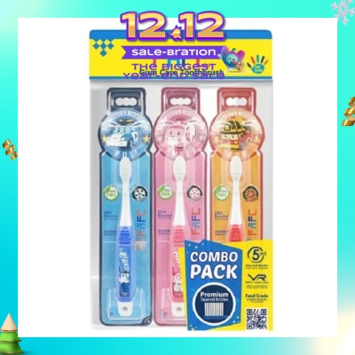 FAFC Robocar Poli Hook Kids Toothbrush Combo Assorted Design 3s (Expiry: Jan`2026)