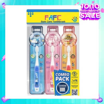 FAFC Robocar Poli Hook Kids Toothbrush Combo Assorted Design 3s (Expiry: Jan`2026)