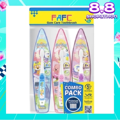FAFC Pororo Hook Kids Toothbrush Combo Assorted Design 3s (Expiry: Feb`2026)