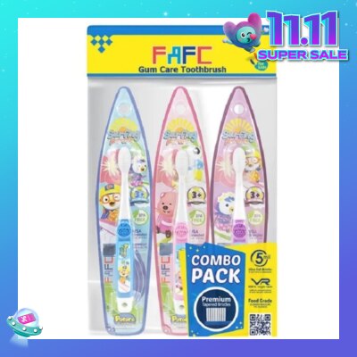 FAFC Pororo Hook Kids Toothbrush Combo Assorted Design 3s (Expiry: Feb`2026)