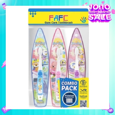 FAFC Pororo Hook Kids Toothbrush Combo Assorted Design 3s (Expiry: Feb`2026)