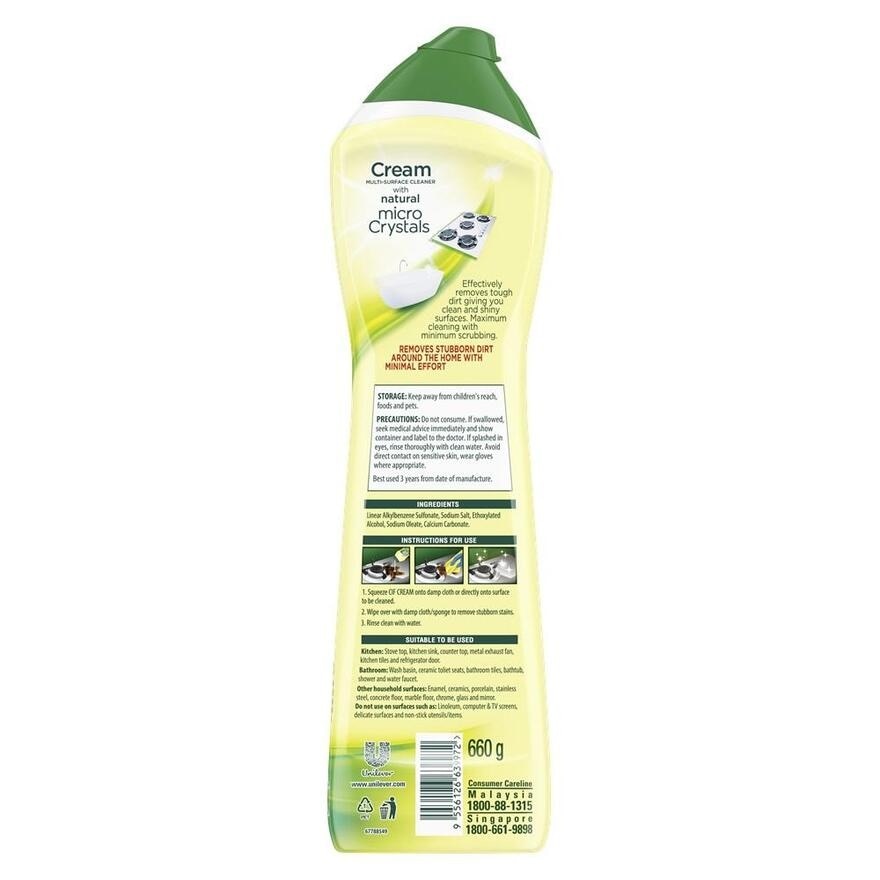 Cream Multi-Surface Lemon Cleaner With Natural Micro Crystals 660g