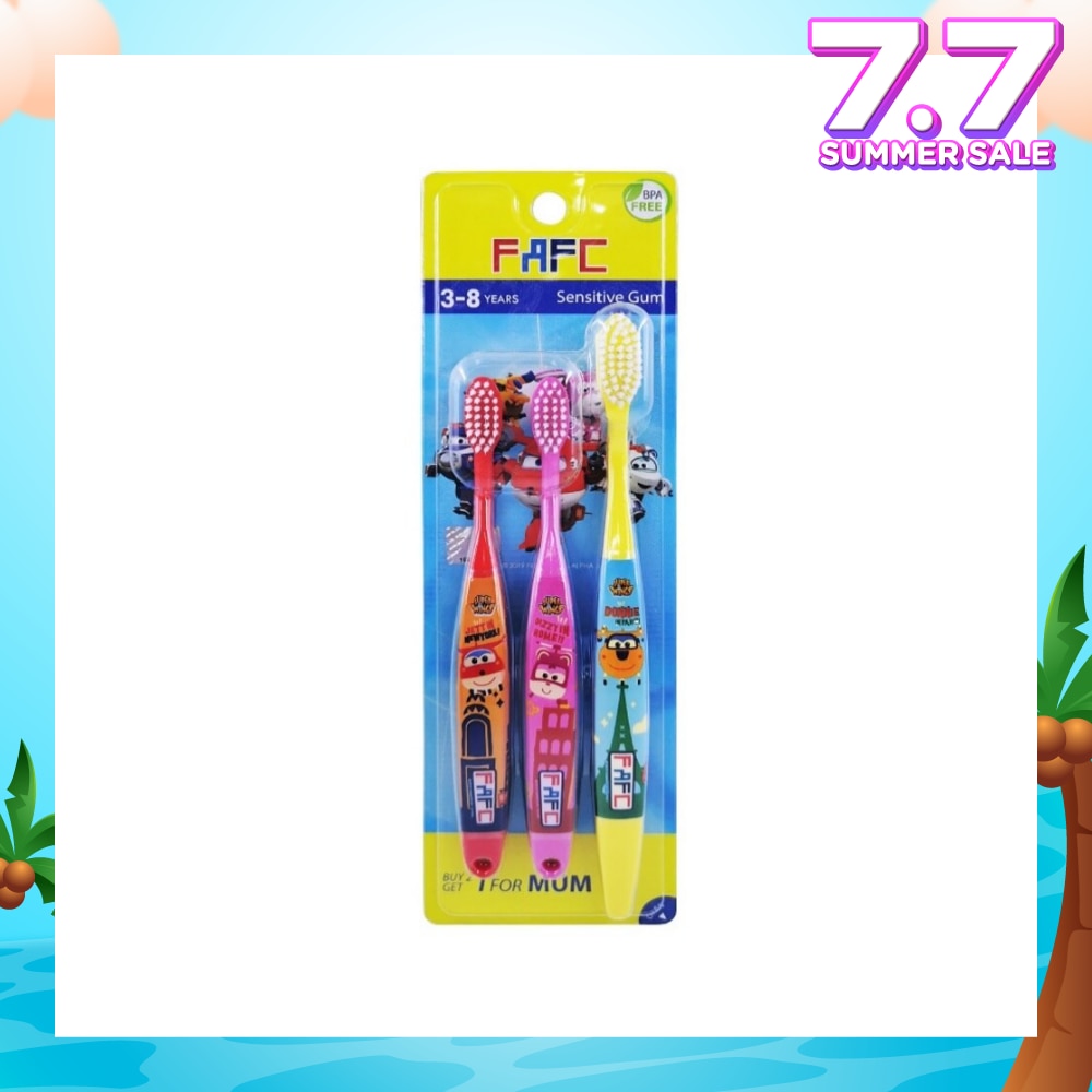 Superwings 3-in-1 Shrink Sleeve Kids Toothbrush Age 3-8
