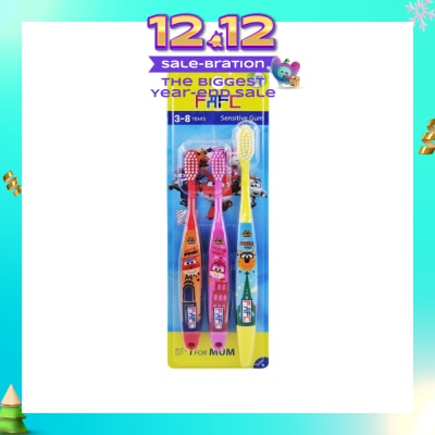 FAFC Superwings 3-in-1 Shrink Sleeve Kids Toothbrush Age 3-8