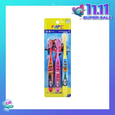 FAFC Superwings 3-in-1 Shrink Sleeve Kids Toothbrush Age 3-8
