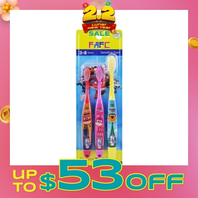 FAFC Superwings 3-in-1 Shrink Sleeve Kids Toothbrush Age 3-8