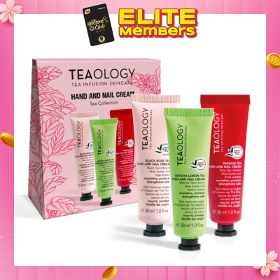 TEAOLOGY Hand & Nail Cream Tea Collection 30ml Packset consists Black Rose Tea1s + Matcha Lemon Tea 1s + Passion Tea 1s