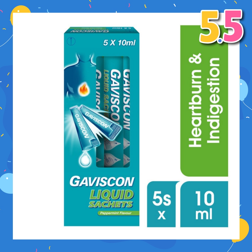 Liquid Sachet Peppermint (For Fast Relief of Heartburn and Indigestion) 10ml x 5s