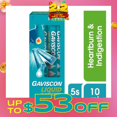 GAVISCON Liquid Sachet Peppermint 10ml x 5s (Expiry: Sep`2026)