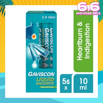 GAVISCON Liquid Sachet Peppermint 10ml x 5s (Expiry: Feb`2026)