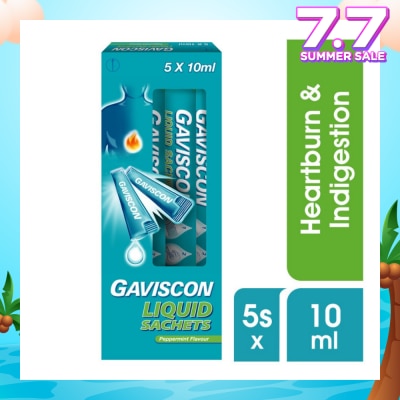 GAVISCON Liquid Sachet Peppermint 10ml x 5s (Expiry: Feb`2026)