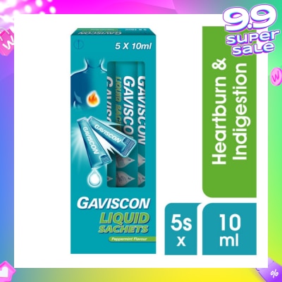GAVISCON Liquid Sachet Peppermint 10ml x 5s