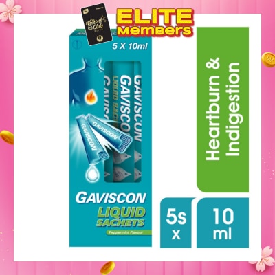 GAVISCON Liquid Sachet Peppermint 10ml x 5s (Expiry: Sep`2026)