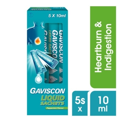 GAVISCON Liquid Sachet Peppermint (For Fast Relief of Heartburn and Indigestion) 10ml x 5s