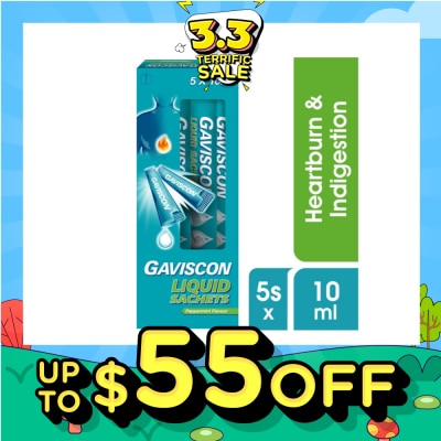 GAVISCON Liquid Sachet Peppermint 10ml x 5s (Expiry: Sep`2026)
