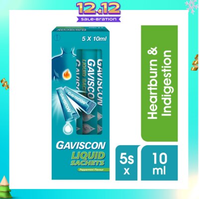 GAVISCON Liquid Sachet Peppermint 10ml x 5s (Expiry: Sep`2026)