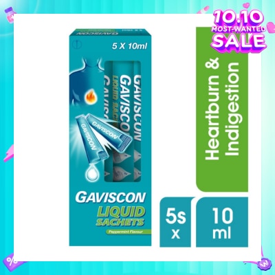 GAVISCON Liquid Sachet Peppermint 10ml x 5s