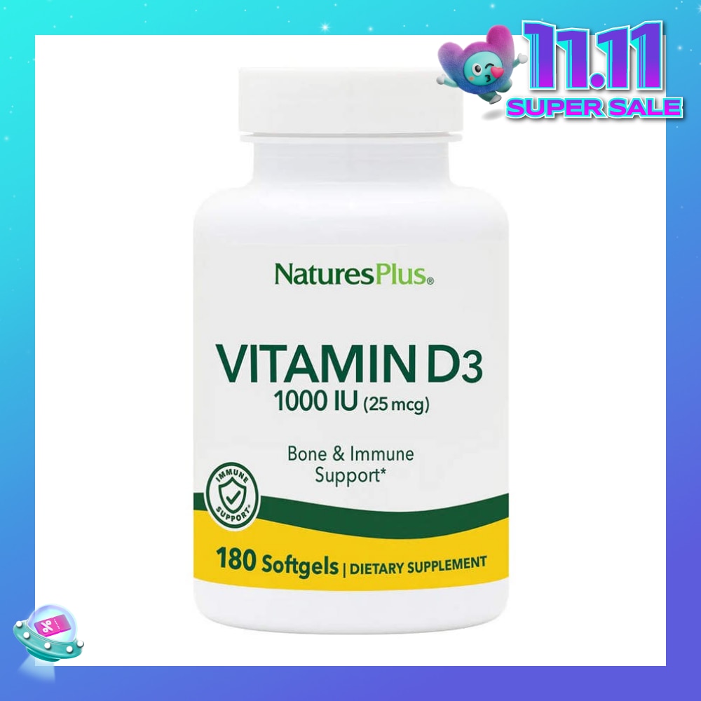 Dietary Supplement Vitamin D3 1000IU Softgels Gluten Free with Bioavailable D3 Active Form 180s