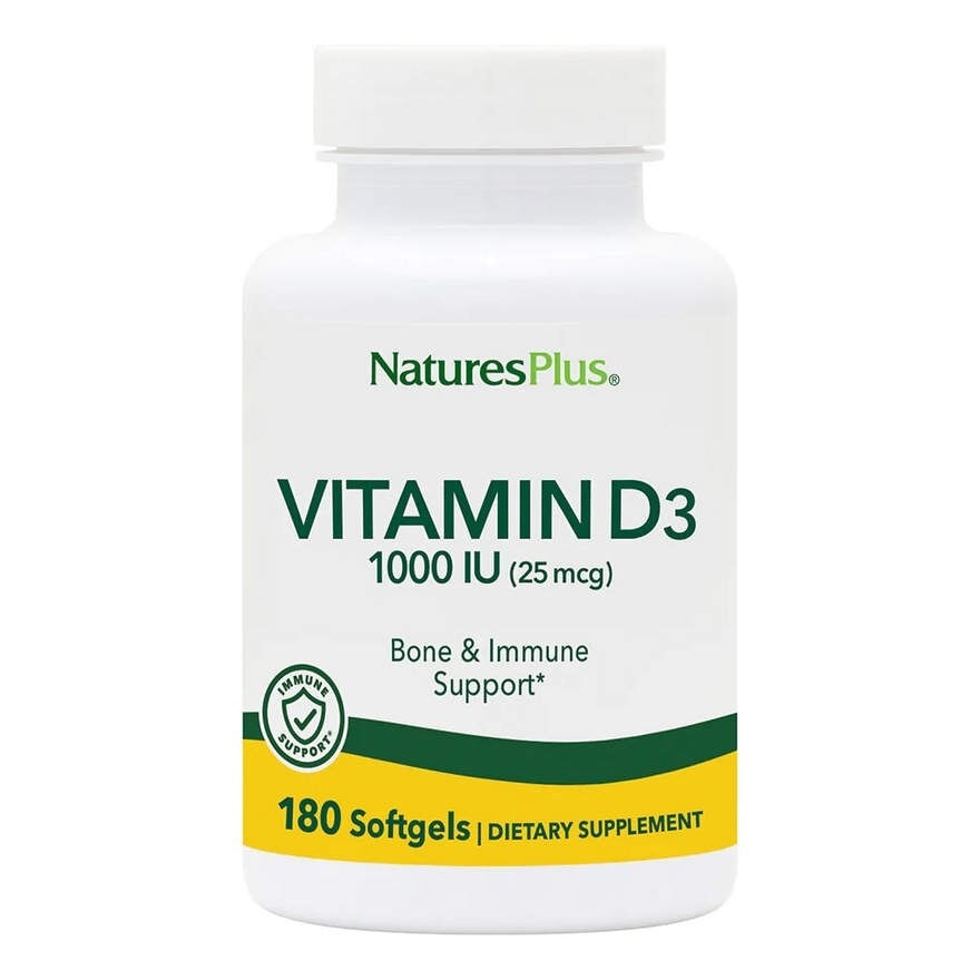 Dietary Supplement Vitamin D3 1000IU Softgels Gluten Free with Bioavailable D3 Active Form 180s