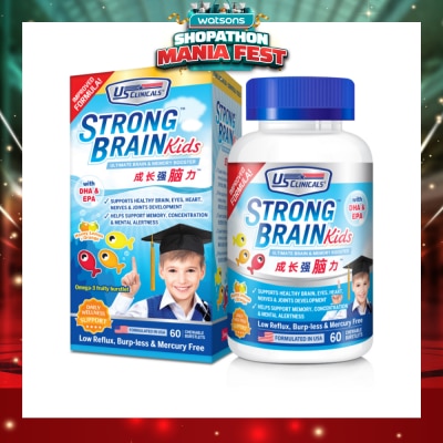 US CLINICALS - StrongBrain Kids Chewable Burstlets Honey Lemon + Orange(Ultimate Brain & Memory Booster) 60s