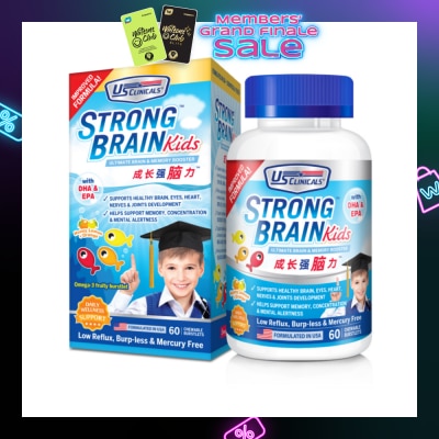 US CLINICALS StrongBrain Kids Chewable Burstlets Honey Lemon + Orange(Ultimate Brain & Memory Booster) 60s