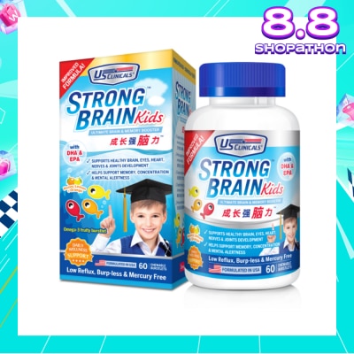 US CLINICALS StrongBrain Kids Chewable Burstlets Honey Lemon + Orange(Ultimate Brain & Memory Booster) 60s