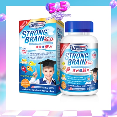 US CLINICALS - StrongBrain Kids Chewable Burstlets Honey Lemon + Orange(Ultimate Brain & Memory Booster) 60s