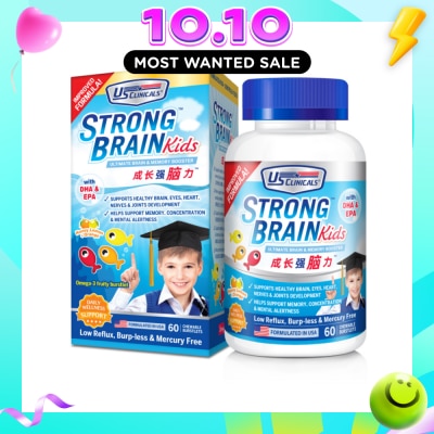 US CLINICALS StrongBrain Kids Chewable Burstlets Honey Lemon + Orange(Ultimate Brain & Memory Booster) 60s image