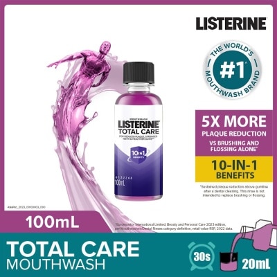 LISTERINE Total Care With 6-In-1 Benefits Mouthwash (Reduce Plaque Freshen Breath And Help Keep Teeth Naturally White for 12Hr Protection) 100ml