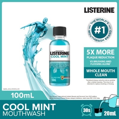 LISTERINE Mouthwash Cool Mint With 4 Essential Oils (Kills 99.9% Germs That Causes Bad Breath) 100ml