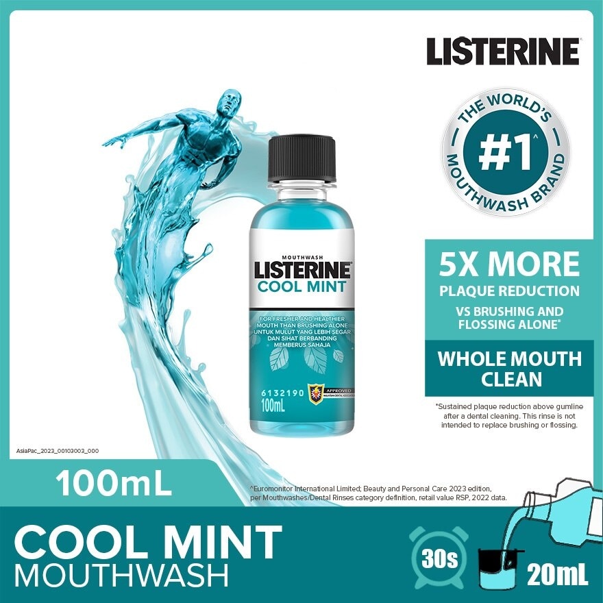 Mouthwash Cool Mint With 4 Essential Oils (Kills 99.9% Germs That Causes Bad Breath) 100ml