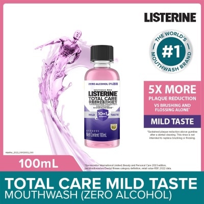 LISTERINE Total Care Zero Mouthwash Non Alcohol With 6-In-1 Benefits (Reduce Plaque Freshen Breath And Help Keep Teeth Naturally White for 12Hr Protection) 100ml