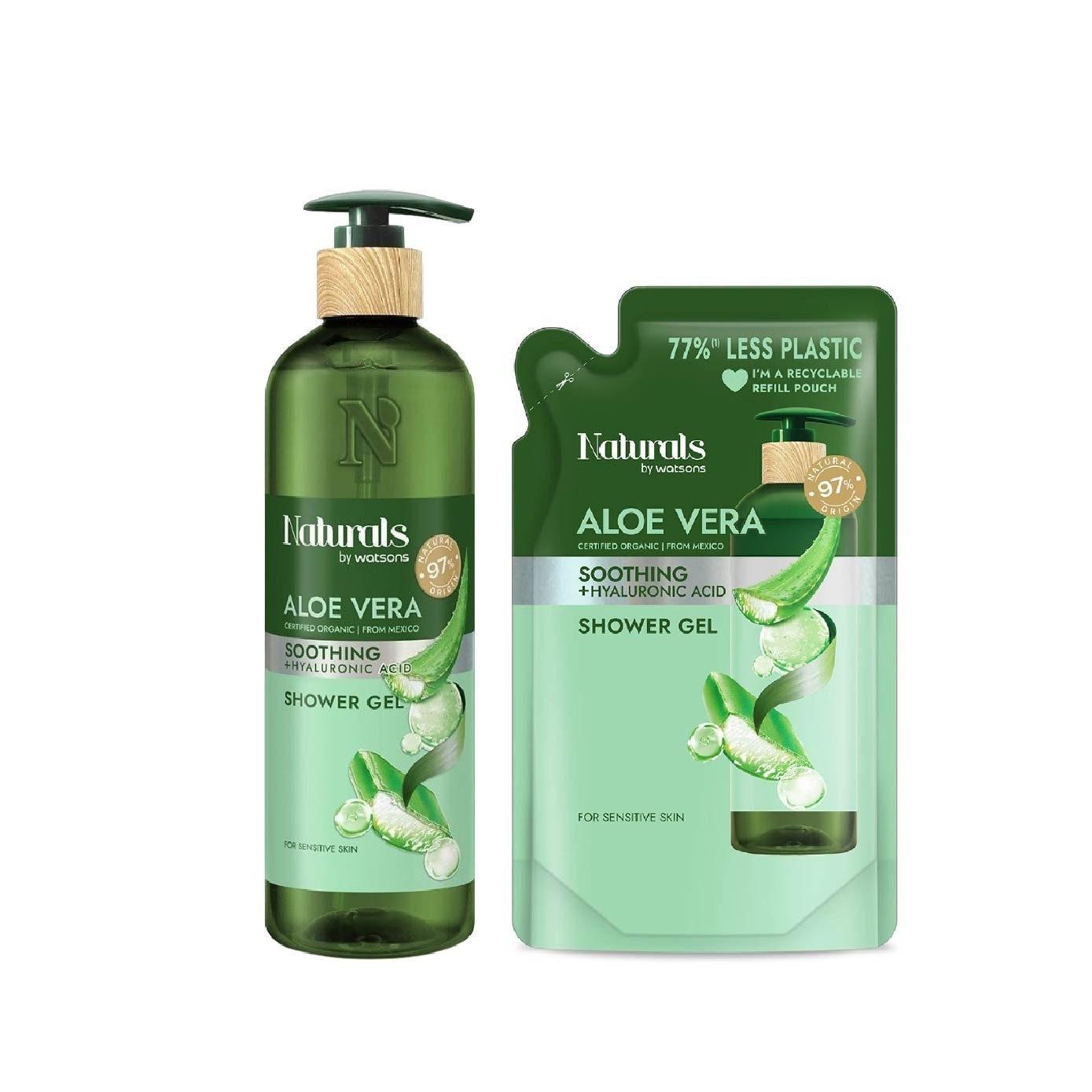 Aloe Vera + Hyaluronic Acid Soothing Shower Gel & Refill Pack Bundle Set 1s image