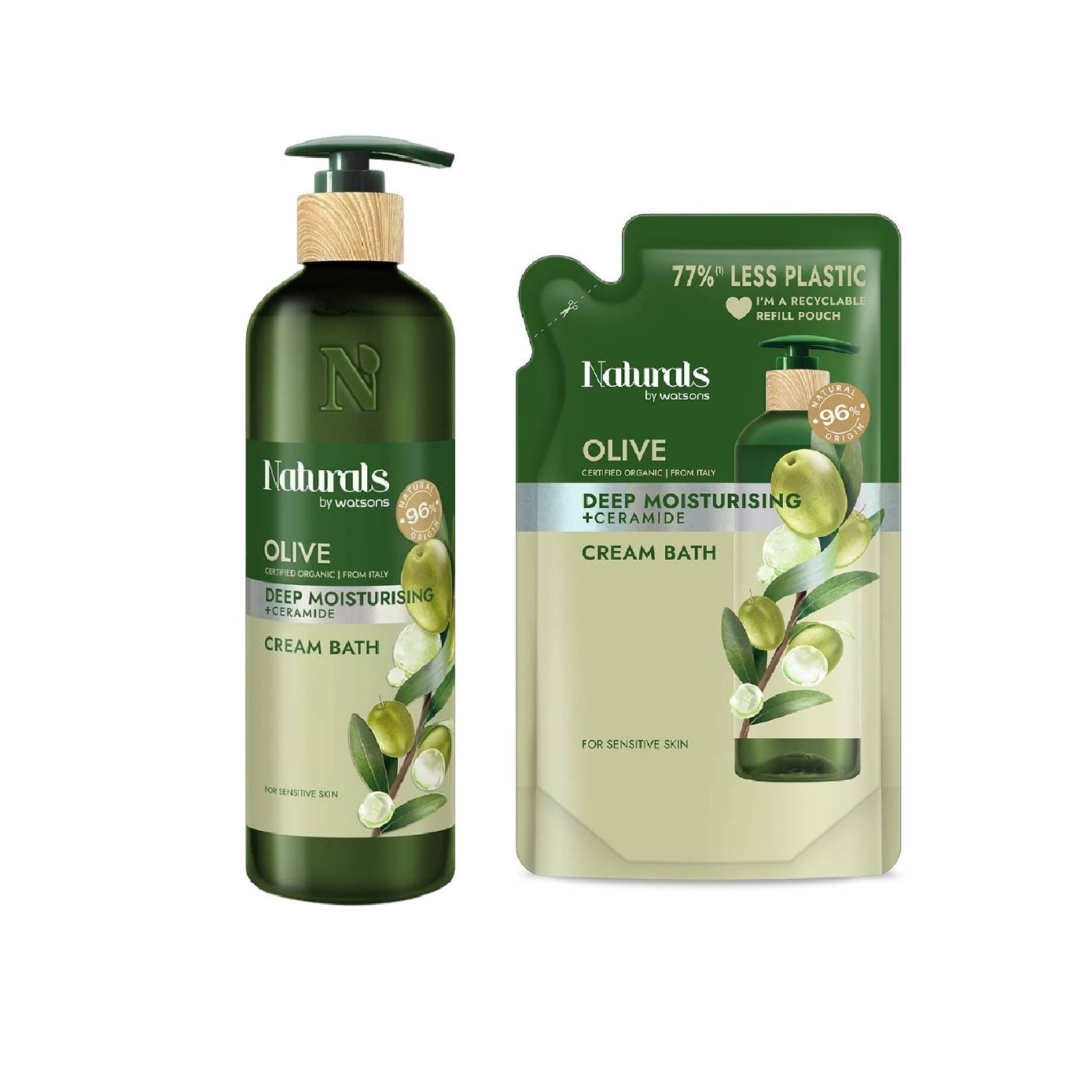 Olive + Ceramide Cream Moisturising Bath & Refill Pack Bundle Set 1s image