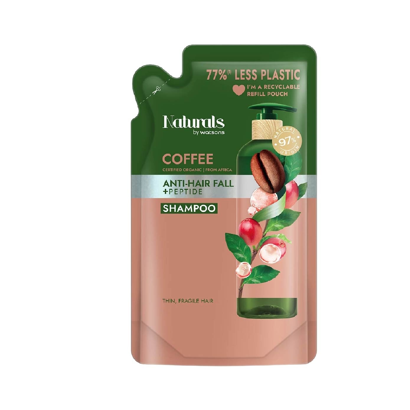Coffee + Peptide Anti-Hair Fall Shampoo & Refill Pack Bundle Set 1s image