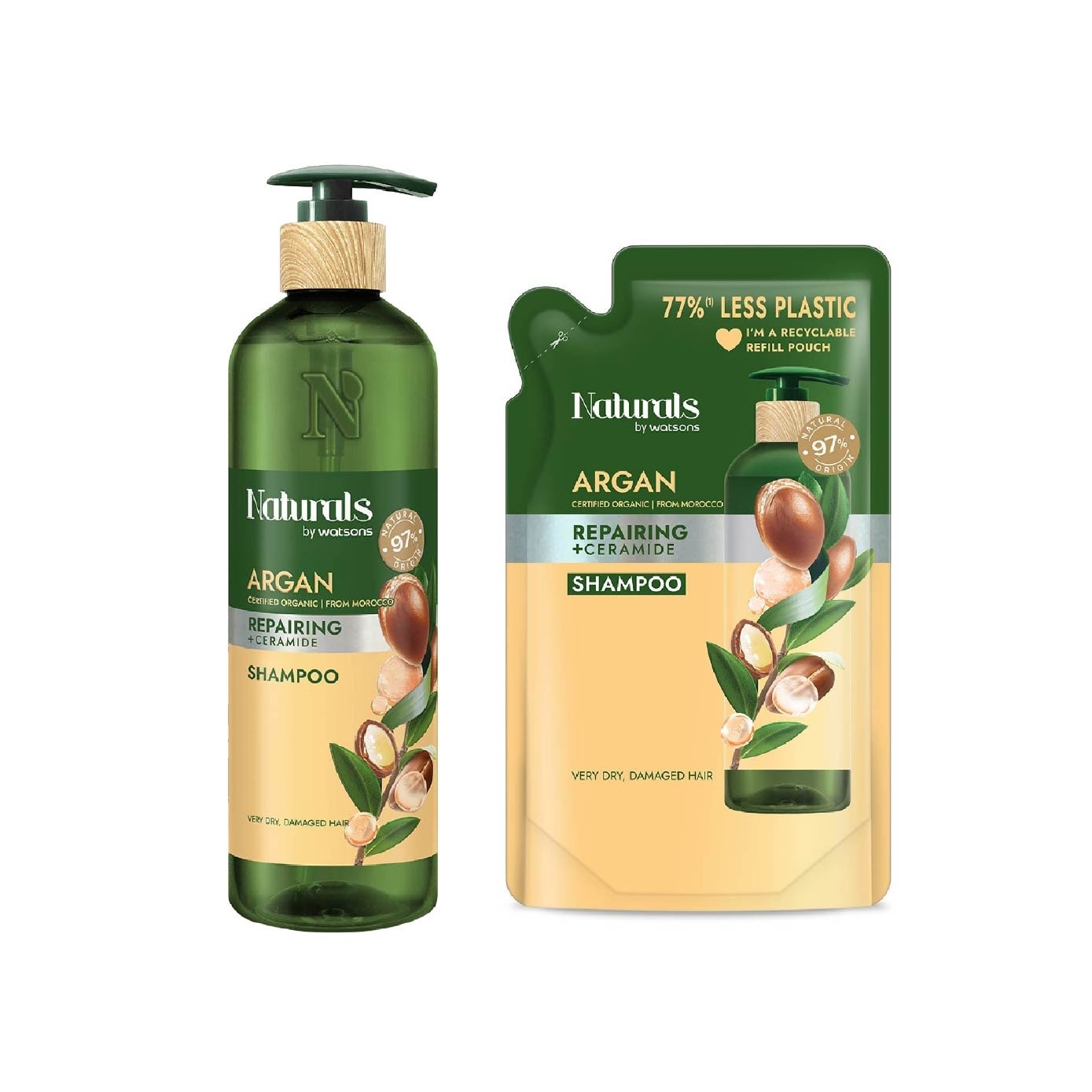 Argan + Ceramide Repairing Shampoo & Refill Pack Bundle Set 1s image