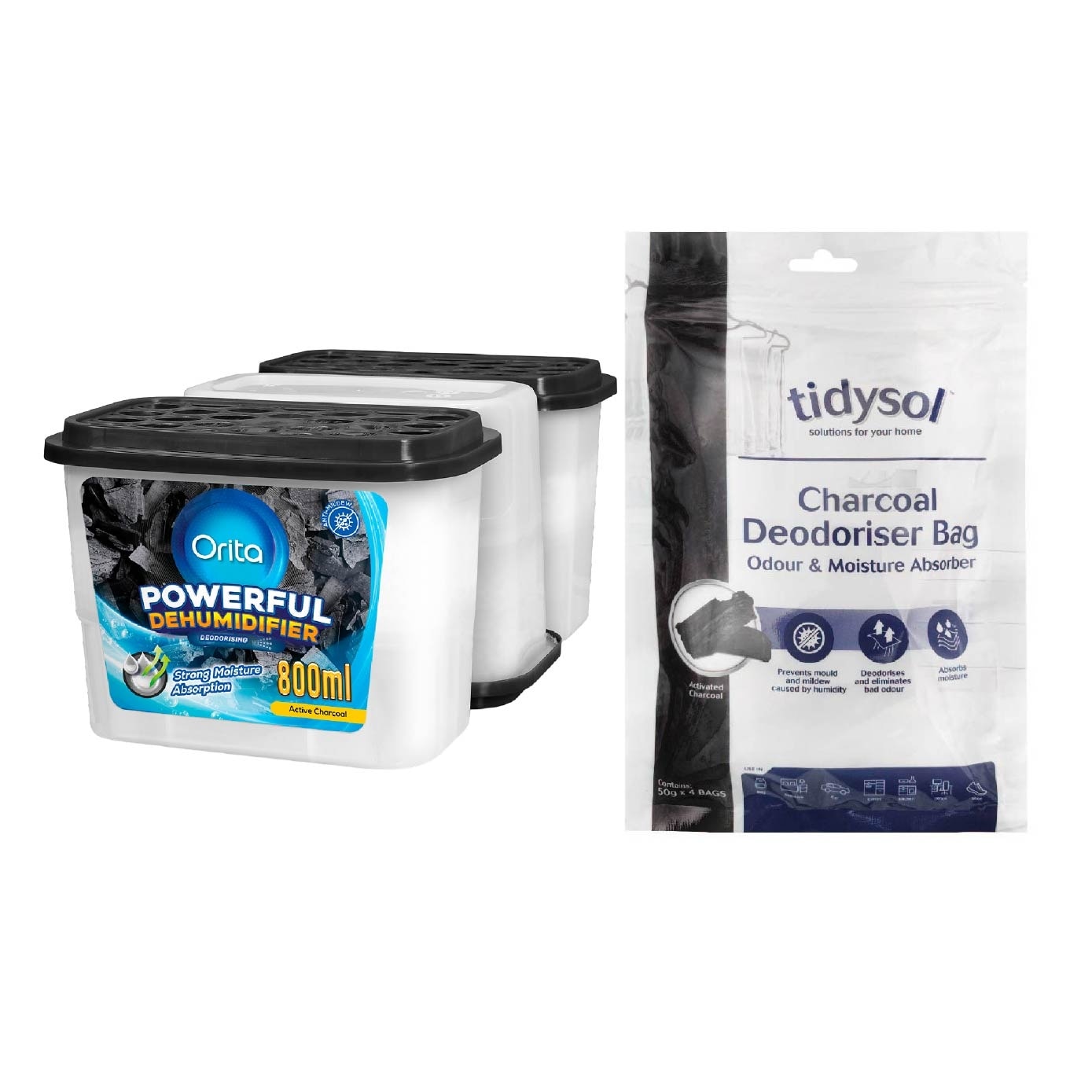 Powerful Dehumidifier Active + Deodoriser Bag Charcoal Bundle Set 1s image
