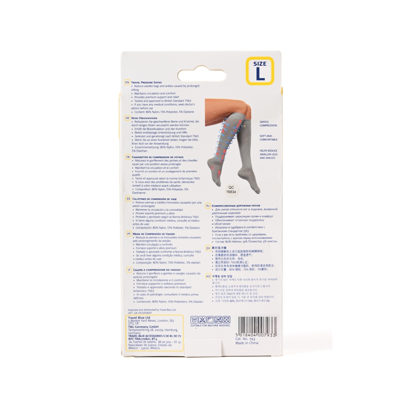 Travel Pressure Socks Size L 1 Pair image