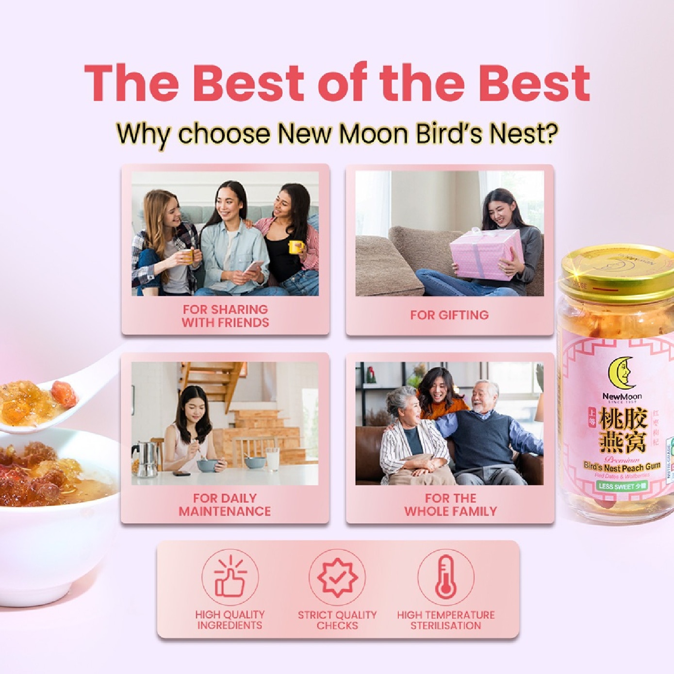 Premium Bird's Nest Peach Gums with Red Dates & Wolfberries Less Sweet 150g x 6s image