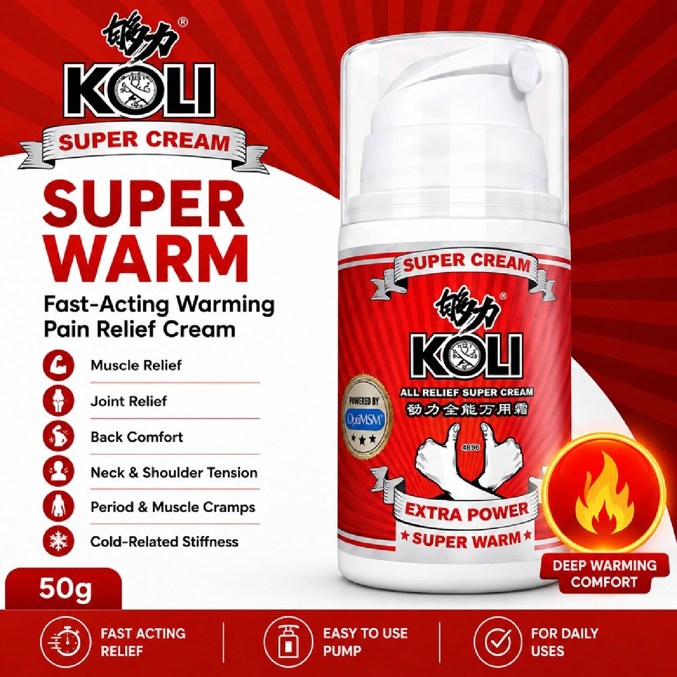 Super Warm Fast-Acting Warming Pain Relief Cream 50g