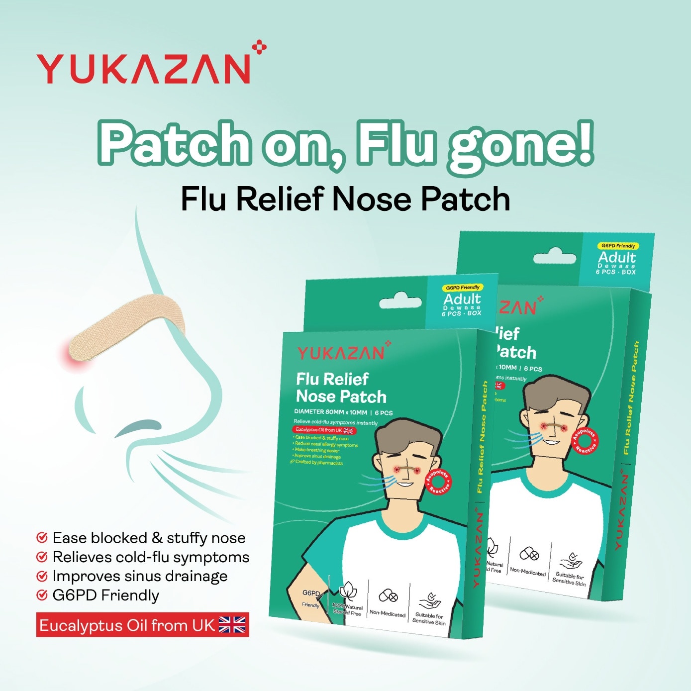 Adult Flu Relief Nose Patch 80mm x 10mm 6s image