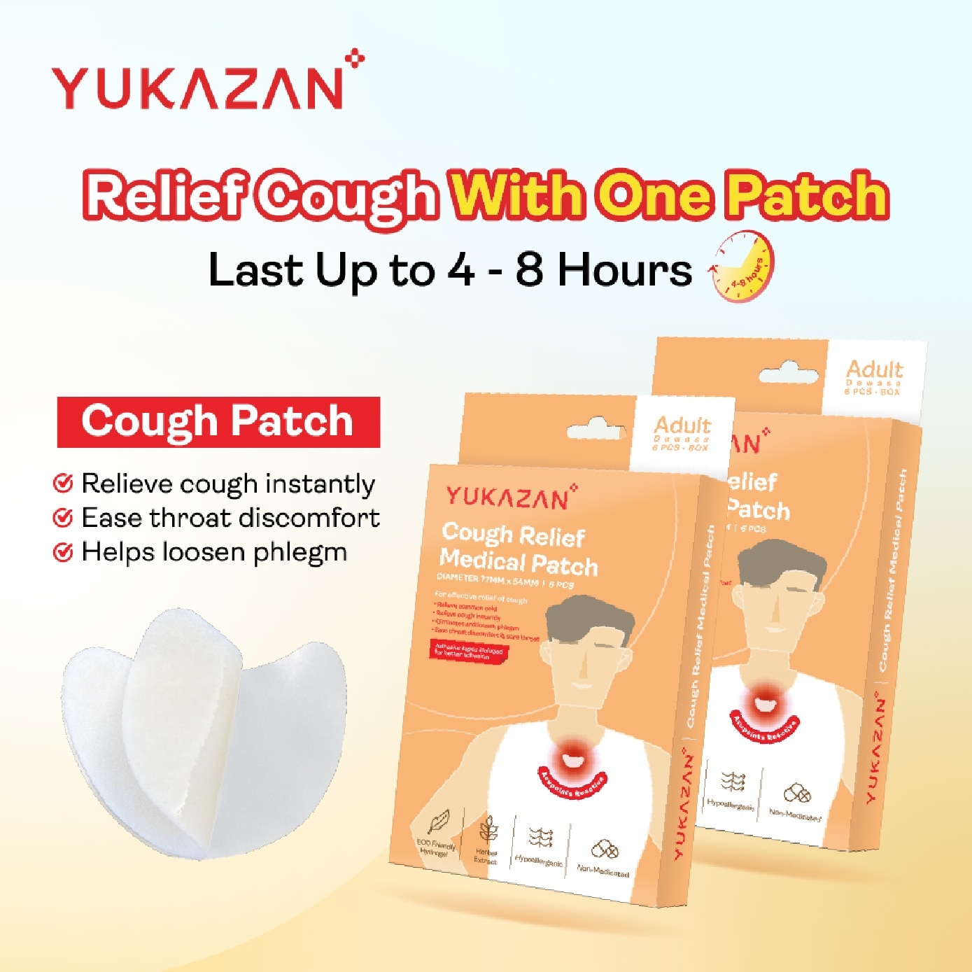 Adult Cough Relief Medical Patch 77mm x 64mm 6s image