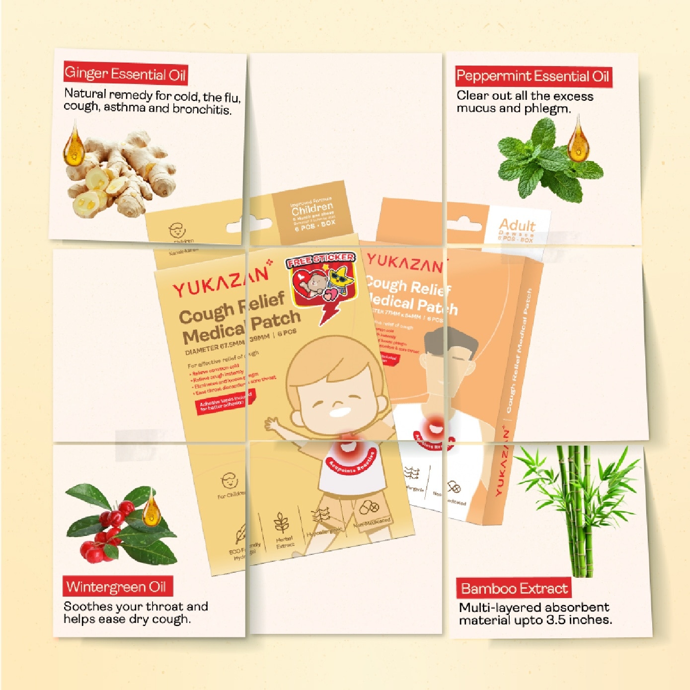 Adult Cough Relief Medical Patch 77mm x 64mm 6s image