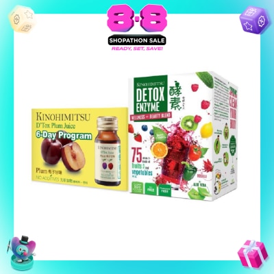KINOHIMITSU - Detox Enzyme Sachets 30s + D'Tox Plum Juice 6s