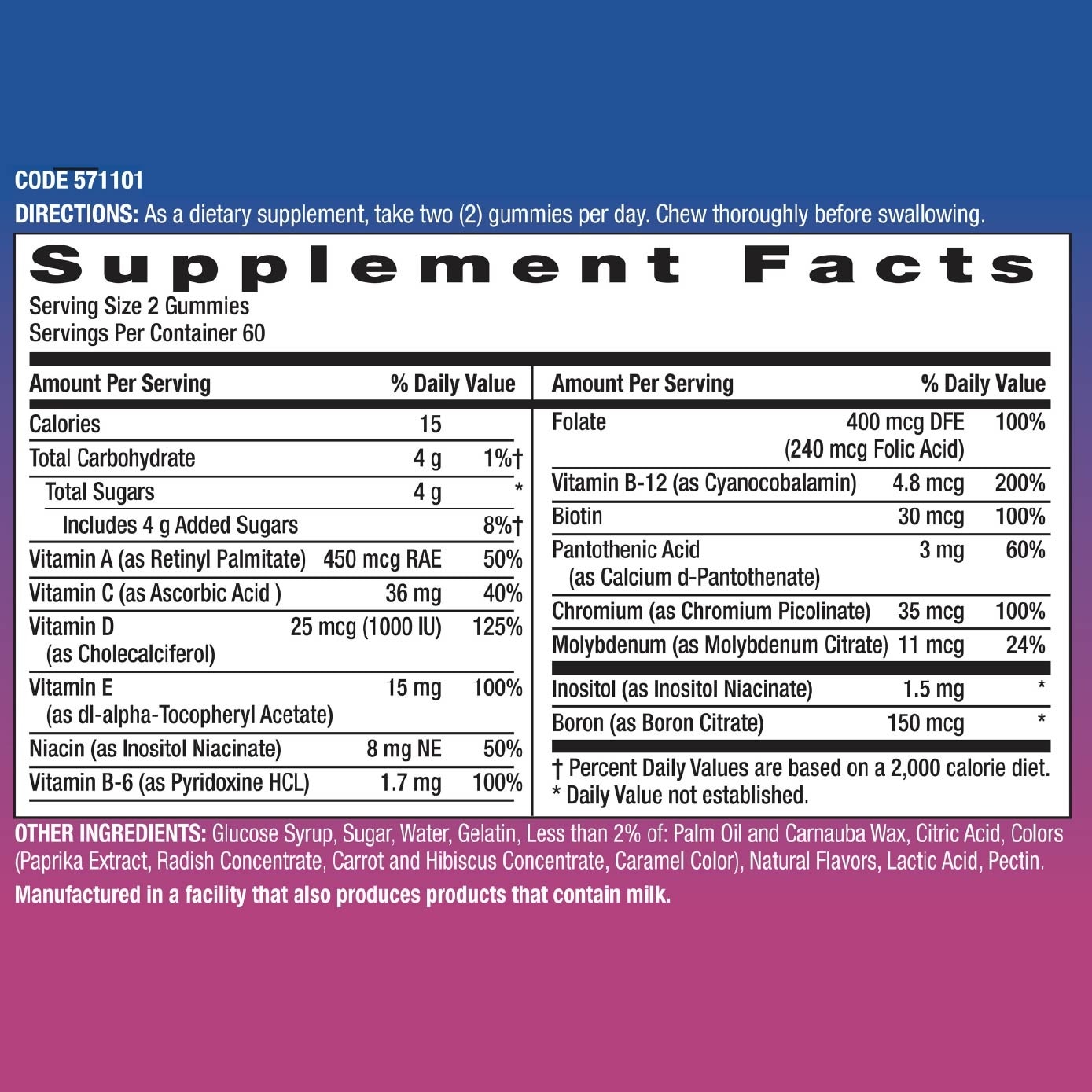 Milestones Teen Multivitamin Gummy Natural Fruit 120s